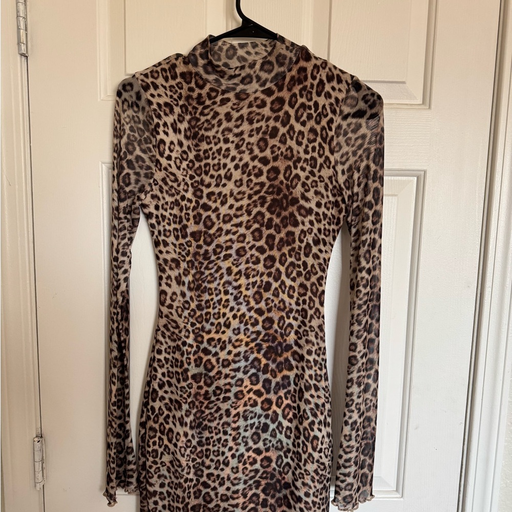 Windsor Leopard Print Mini Dress in Brown and Black